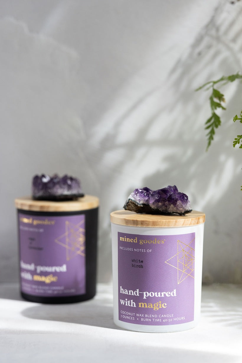 Amethyst cluster coconut oil wax candles